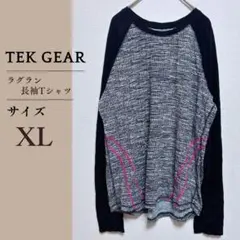 TEK GEAR 長袖Tシャツ XL グレー/ブラック/ピンク フィットネス