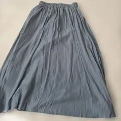 ライトブルー プリーツロングスカート　フレア