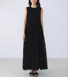 美品✨ヌキテパ コットンボイル シャーリングスリーブレスドレス