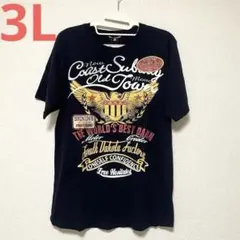 ネイビー グラフィックプリント Tシャツ 3L メンズ　大きいサイズ　タカ　鷹