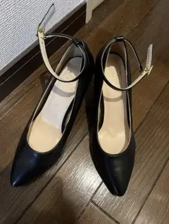 黒　ストラップパンプス　ヒール8cm サイズ24cm