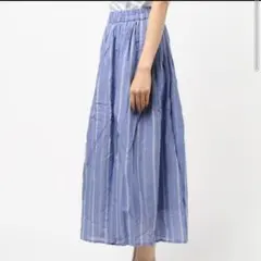 数回使用 Samansa Mos2 blue ストライプギャザースカート