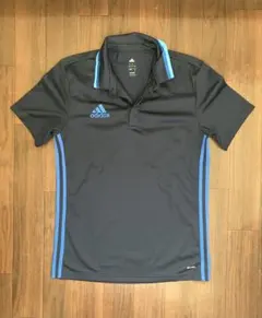 【美品】アディダス ポロシャツ Lサイズ ネイビー×水色 クライマライト