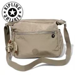 ✨美品 Kipling ショルダーバッグ ベージュ モンキーチャーム付