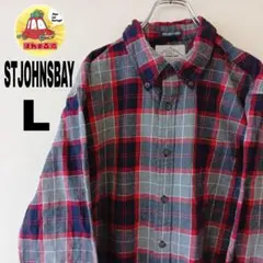 USA古着 STJOHNSBAY ネルシャツ　L ネイビー　グレー　チェック