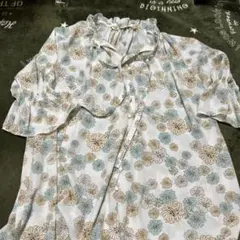PAUL & JOE 花柄フリル半袖ブラウス M