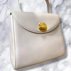 美品 ジバンシー ハンドバッグ ホワイト 白 ゴールド金具 フォーマル 冠婚葬祭