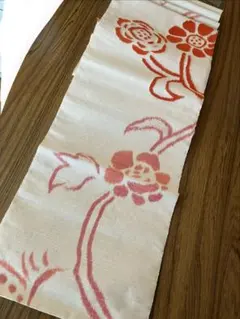 ★名古屋帯 白地 花柄 紬地風のサムネイル