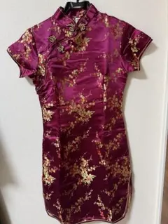 ミニ チャイナドレス セクシーチャイナ服 梅花柄 短袖ミニドレス