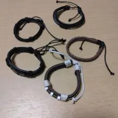 本革ブレスレット　まとめ売り　５本　男女兼用