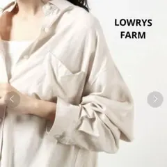 ローリーズファーム　エコレーヨンリネンBIGシャツ　ベージュ　麻　ポケット