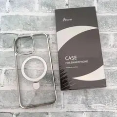 ソ　iPhone 15 Pro Max シルバー ケース 隠しリング　スタンド