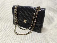 【美品・正規品】CHANEL マトラッセ25 Wフラップ ラムスキン ブラック