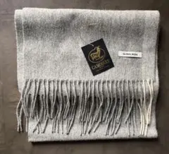 ピュアカシミヤ100 グレー ストール マフラー フリンジ付き Cashmere