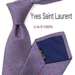H4261f◾️イヴサンローラン　ストライプ柄シルク100%ネクタイ