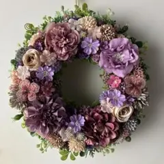 フラワーリース☆玄関リース☆パープル系リース☆造花♥︎のサムネイル