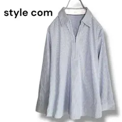 Style Com 條紋束腰上衣 M 長袖 藍色系✕白色