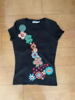 MOSCHINO モスキーノ　スパンコール　刺繍　カラフル　花　Tシャツのサムネイル