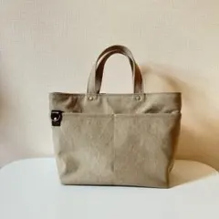 ハンドメイド／帆布トートバッグ ブラウン(カーキ) No.251213_2