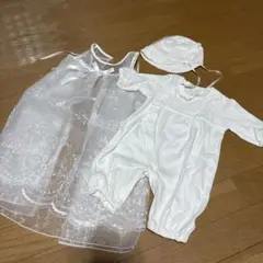 ホワイトドレスセット（ロンパース・帽子付き）