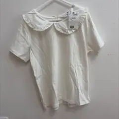 H&M フリル付き襟 ホワイト Tシャツ 120/130㎝
