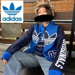 アディダスadidas 刺繍ロゴ　ジャージ　スタジャン　ブルゾン人気カラー古着.