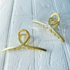 髪留め バンスクリップ ヘアアクセサリー　2個セットゴールド つや消し