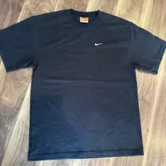 USA製 NIKE スウッシュ 刺繍 ロゴ Tシャツ S 黒　オレンジタグ