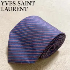 イヴサンローラン シルク ストライプ ネクタイ 日本製 ネイビー 上品 8-15