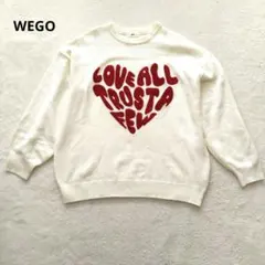 WEGO ニット セーター ホワイト カジュアル クルーネックハートロゴ
