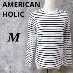 4442 アメリカンホリック カットソー M ボーダー 白 綿100％ 春