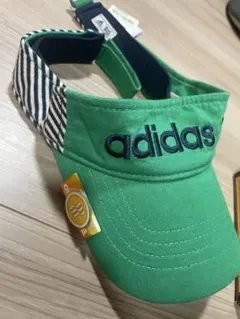 値下げ！！新品未使用adidas サンバイザー グリーン×ストライプ スポーツ