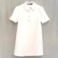 美品✦ZARA シャツミニワンピース Sライトピンク パールボタン