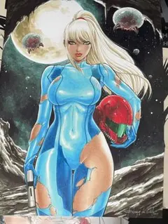 Super Metroid Samus Aran A3 Print Signed
