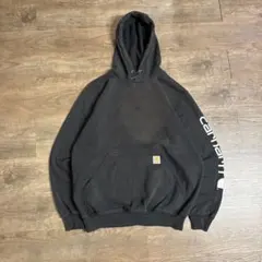 古着　carhartt カーハート スウェットパーカー フーディー 袖プリント