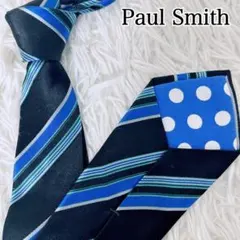 現行タグ　ポールスミス ストライプネクタイ　裏地　水玉　ドット　ブラック系