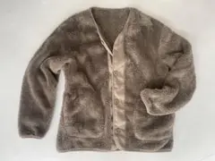 GU ノーカラー　ボアジャケット ブラウン　M