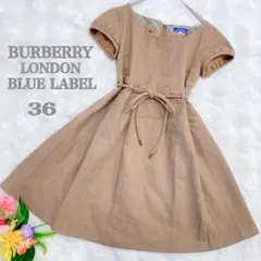 【極美品】バーバリーブルーレーベル ワンピース ノバチェック ベルト ベージュ