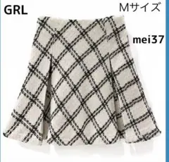 grl ダイヤチェック柄ツイードフレアミニスカート　mei37 アイボリー　Mのサムネイル