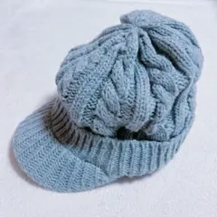 ケーブル編みニットキャップグレー