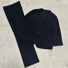 AOKI 紺 ネイビー 洗濯機で洗える ノーカラージャケット パンツ