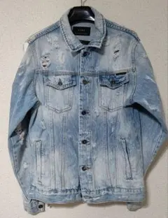 【美品】ZARA MAN デニム ダメージ加工 ジャケット 綿 メンズ アウター