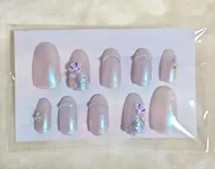 ハンドメイド　オーバル　ネイルチップ　現品限り　偏光カラー