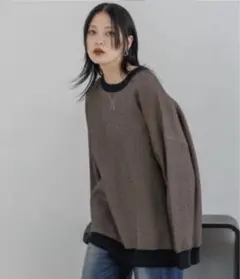 JEANASIS 12GWジャガードボリュームスリーブプルオーバー フリーサイズ