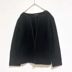 トランスウォーク　ノーカラージャケット　38 ブラック　薄手　綿　100%