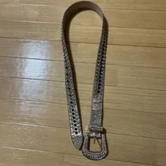 ラインストーン スタッズ ベルト シルバー