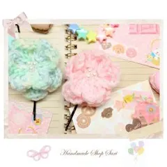♡ ハンドメイドゆめかわいいお花の毛糸ヘアピン2こset
