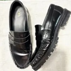 ぱっぱ様専用☆ZARA ザラ メンズ レザー ローファー シューズ ギャザー