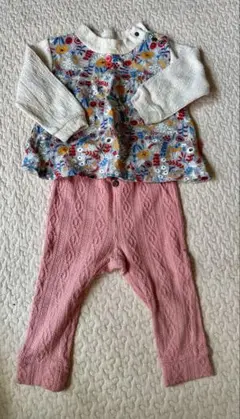 ラグマート　セットアップ　花柄トップスとピンクパンツセット