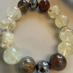 レモンクォーツ、トルマリンルチル、テラヘルツ 天然石ブレスレット